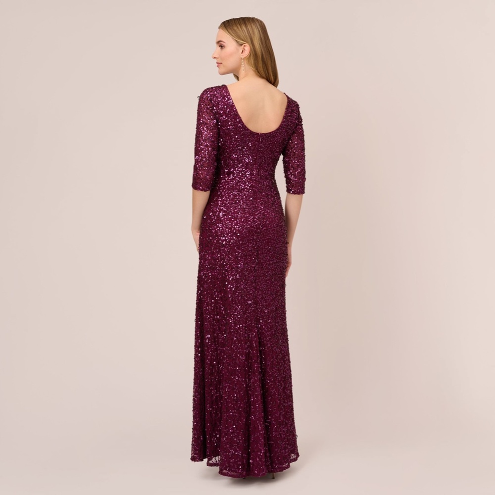 NWT Adrianna Papell Scoop Back Sequin Gown sz 6 - Picture 3 of 7